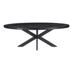 Mangohouten Eettafel Ovaal Oscar 240x110 cm Zwart (5cm), 100 tot 150 cm, Verzenden, Industriële meubels, Ovaal