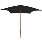 vidaXL Parasol met houten paal 200x300 cm zwart, Verzenden, Nieuw, 2 tot 3 meter
