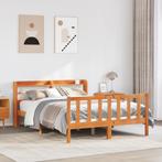 vidaXL Bedframe met hoofdbord massief grenenhout wasbruin, Huis en Inrichting, Slaapkamer | Bedden, Bruin, Verzenden, Nieuw, 190 cm of minder