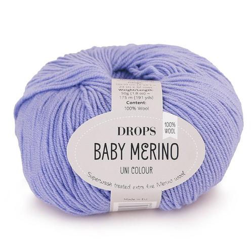 DROPS Baby Merino Uni Colour - 25 lavendelblauw - Wol Gare, Hobby en Vrije tijd, Breien en Haken, Ophalen of Verzenden