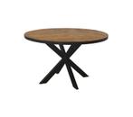 Ronde Eettafel Accent – Visgraat Teakhout &amp; Zwart Staal |, Huis en Inrichting, Tafels | Eettafels, Ophalen, Nieuw