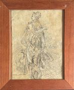 Scuola italiana (XVIII-XIX) - Figura femminile con pavone, Antiek en Kunst