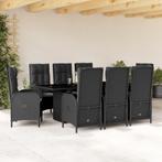 vidaXL 9-delige Tuinset poly rattan zwart, Nieuw, 8 zitplaatsen, Tuinset, Verzenden