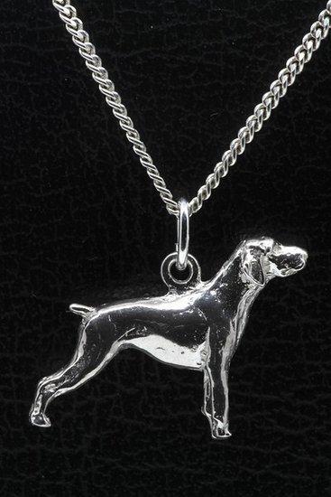 Zilveren Duitse staander korthaar ketting hanger - groot, Sieraden, Tassen en Uiterlijk, Kettinghangers, Verzenden