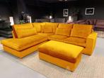 Hoekbank Leusden - hoekbanken - Geel - Velvetstof, Huis en Inrichting, Banken | Sofa's en Chaises Longues, Nieuw, Stof