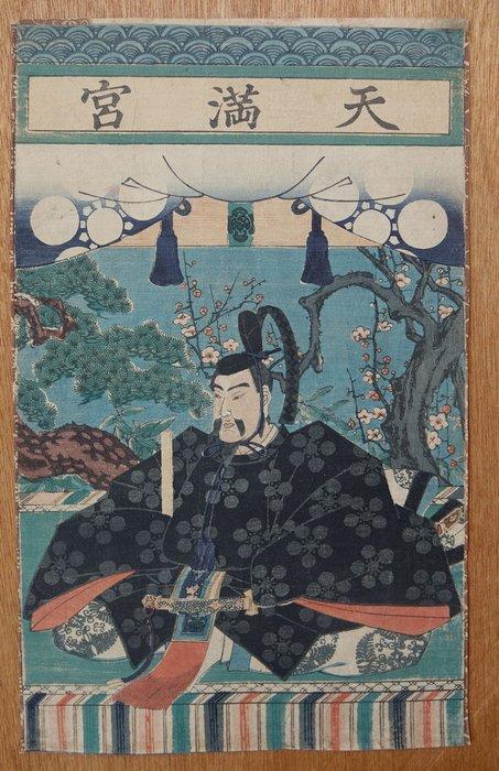 Tenmangu  - Diptych - Utagawa Yoshitora  (act. ca., Antiek en Kunst, Antiek | Overige Antiek