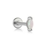 925 zilveren piercing met ovalen mini opaal, Verzenden, Nieuw, Zilver