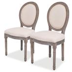 vidaXL Eetkamerstoelen 2 st stof crèmekleurig, Verzenden, Nieuw