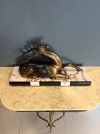 Beeld, Il cervo - 7 kg - 24 cm - Marmer, Messing