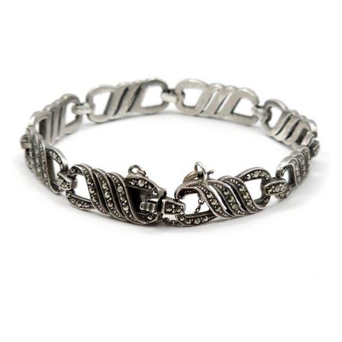 Zilver, 925 Sterling Zilver & Markasiet - Armband - Art Deco, Antiek en Kunst, Kunst | Designobjecten