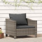 vidaXL Tuinstoel met kussens poly rattan grijs, Tuin en Terras, Tuinsets en Loungesets, Verzenden, Nieuw, Rotan