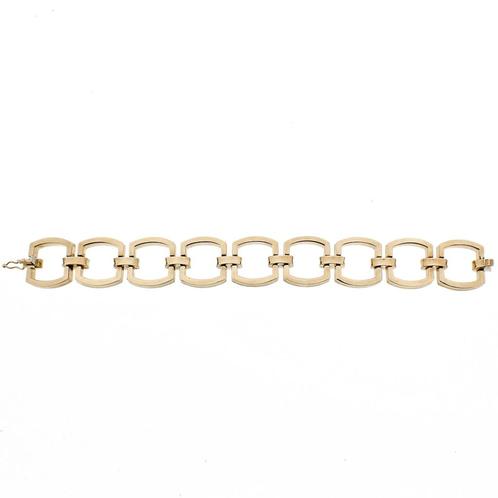 Gouden brede schakel armband | 19 cm (uniek, gouden armband), Sieraden, Tassen en Uiterlijk, Armbanden, Overige kleuren, Gebruikt