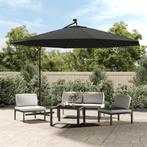 vidaXL Zweefparasol met LED-verlichting metalen paal 350 cm, Tuin en Terras, Verzenden, Nieuw, 1 tot 2 meter, Zweefparasol