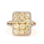 Ring - 14 karaat Geel goud - 3.32ct. tw. Geel Diamant, Nieuw
