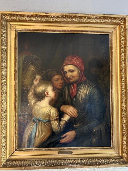 Otto de Boer (1797 - 1856) - Oma met haar kleinkinderen, Antiek en Kunst, Kunst | Schilderijen | Klassiek