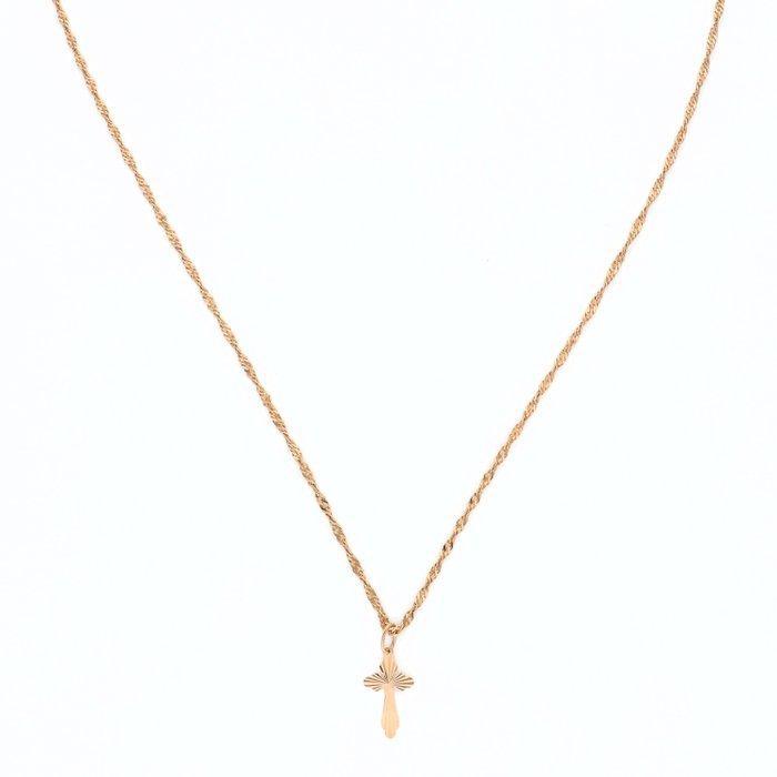 Ketting met hanger - 14 karaat Roségoud - Kruis, Sieraden, Tassen en Uiterlijk, Antieke sieraden