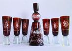 Drankservies - Bohemian Art Deco Ruby Red Glass Decanter, Antiek en Kunst, Antiek | Meubels | Tafels