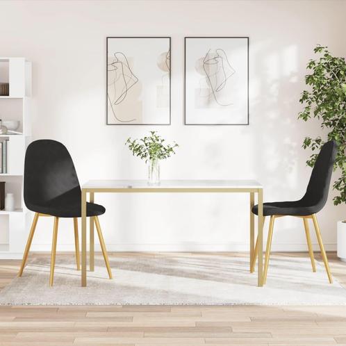 vidaXL Eetkamerstoelen 2 st fluweel zwart, Huis en Inrichting, Stoelen, Zwart, Nieuw, Verzenden
