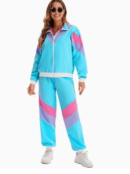 Jaren ‘90 Trainingspak – Lichtblauw/Paars/Roze - - Maat L, Kleding | Heren, Carnavalskleding en Feestkleding, Nieuw, Maat 52/54 (L)