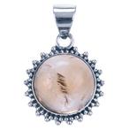 Zilveren Citrien edelsteen rond met kartelrand kettinghanger, Sieraden, Tassen en Uiterlijk, Kettinghangers, Verzenden, Nieuw