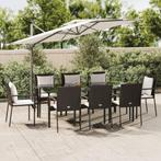 vidaXL 7-delige Tuinset met kussens poly rattan zwart, 6 zitplaatsen, Nieuw, Tuinset, Verzenden