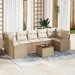 vidaXL Tuin Sofa Set 8 pcs Beige, wit, Tuin en Terras, Verzenden, Nieuw, Rotan