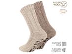 2 paar Noorse wollen sokken met antislip - Beige/Bruin, Kleding | Heren, Sokken en Kousen, Verzenden, Nieuw