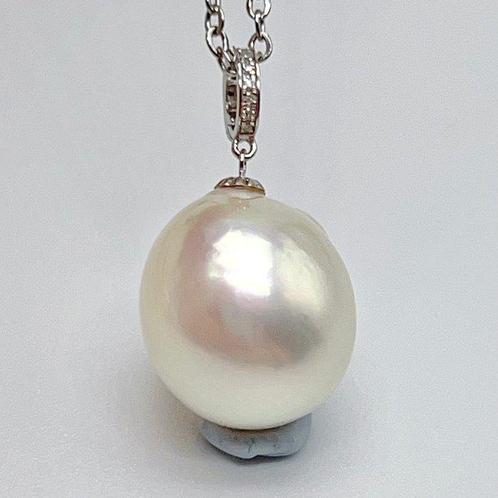 Zonder Minimumprijs - Hanger - 18 karaat Witgoud Parel -, Sieraden, Tassen en Uiterlijk, Antieke sieraden