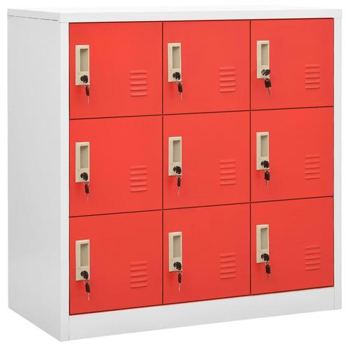 vidaXL Lockerkast 90x45x92,5 cm staal lichtgrijs en rood, Huis en Inrichting, Kasten | Lockerkasten, Nieuw, Verzenden