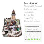 2dekans | Cheqo kerstdorp met draaiende kerstboom - LED, Ophalen of Verzenden, Zo goed als nieuw