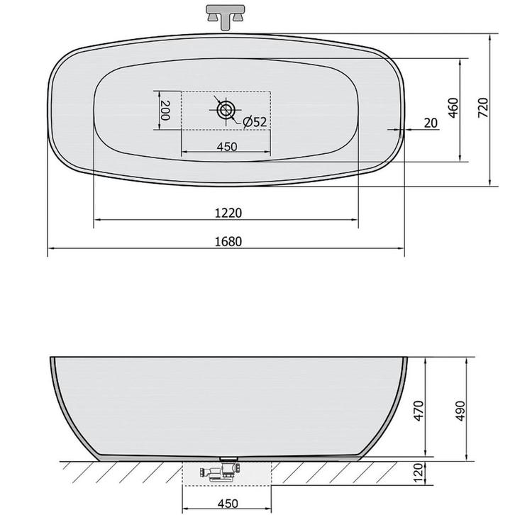 Vrijstaand Ligbad Polysan Ipanema 168x72x49 cm Cast Marble, Doe-het-zelf en Verbouw, Sanitair, Ophalen of Verzenden