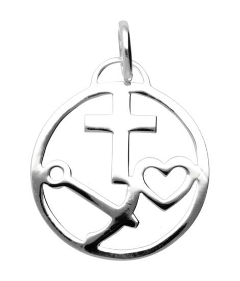 Zilveren Hoop, Geloof en Liefde in ring groot kettinghanger, Sieraden, Tassen en Uiterlijk, Kettinghangers, Verzenden