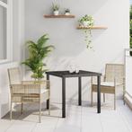 vidaXL 3-delige tuinset met kussens in beige poly rattan, Tuin en Terras, Tuinsets en Loungesets, Verzenden, Nieuw, Rotan, Tuinset