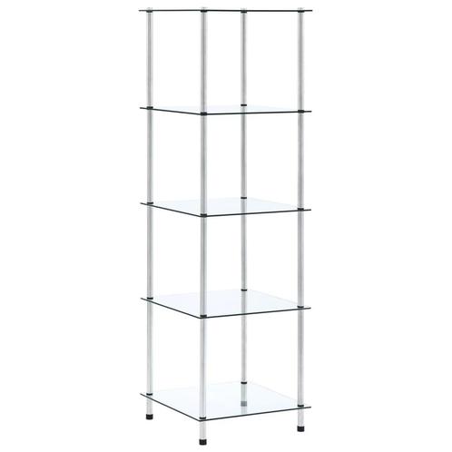 vidaXL Kastje 5-laags 40x40x130 cm gehard glas transparant, Huis en Inrichting, Kasten | Boekenkasten, 25 tot 50 cm, Nieuw, Glas
