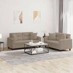 vidaXL 2-delige Loungeset met kussens microvezelstof taupe, Huis en Inrichting, Verzenden, Nieuw, Vierpersoons of meer, Stof
