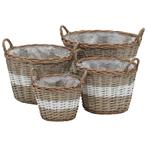 vidaXL Plantenbakken verhoogd 4 st wicker met PE-voering, Tuin en Terras, Bloembakken en Plantenbakken, Kunststof, Verzenden, Minder dan 60 cm