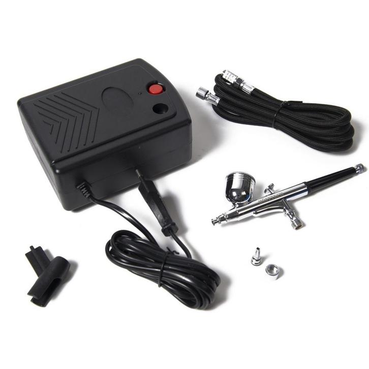 Hofftech Mini airbrush compressor set - 220 volt - inclus..., Hobby en Vrije tijd, Schilderen, Nieuw, Ophalen of Verzenden