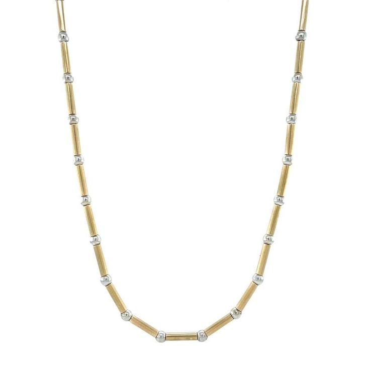Gouden staafjes collier 45.5 cm 14 karaat, Sieraden, Tassen en Uiterlijk, Kettingen, Goud, Zo goed als nieuw, Goud, Verzenden