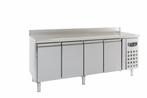 Koelwerkbank RVS 4 Deurs met Spatrand | 223 x 70 x 86/96 cm, Zakelijke goederen, Horeca | Keukenapparatuur, Verzenden, Nieuw in verpakking