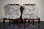 queen anne - Fauteuil (2) - Hout, stof - set vintage queen