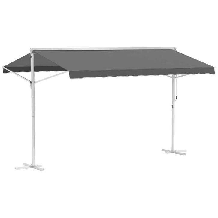 TRUUSK Standluifel Tuinluifel Met Knikarm Zwengel Patio Grij, Tuin en Terras, Parasols, Nieuw, Verzenden