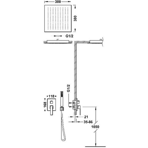 Regendoucheset Inbouw Tres Slim Exclusive Met Plafonddouche, Doe-het-zelf en Verbouw, Sanitair, Ophalen of Verzenden
