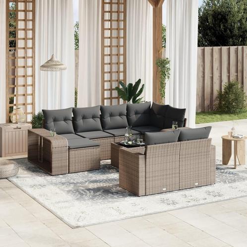 vidaXL 11-delige Loungeset met kussens poly rattan grijs, Tuin en Terras, Tuinsets en Loungesets, Loungeset, Nieuw, Rotan, Verzenden