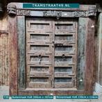 Teak hout deur incl. kozijn, eeuwenoude Indiase deur, poort, 150 tot 225 cm, Nieuw, Deurkozijn, 150 tot 225 cm