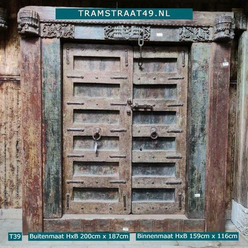 Teak hout deur incl. kozijn, eeuwenoude Indiase deur, poort, Doe-het-zelf en Verbouw, Kozijnen en Schuifpuien, Nieuw, Hout, Deurkozijn