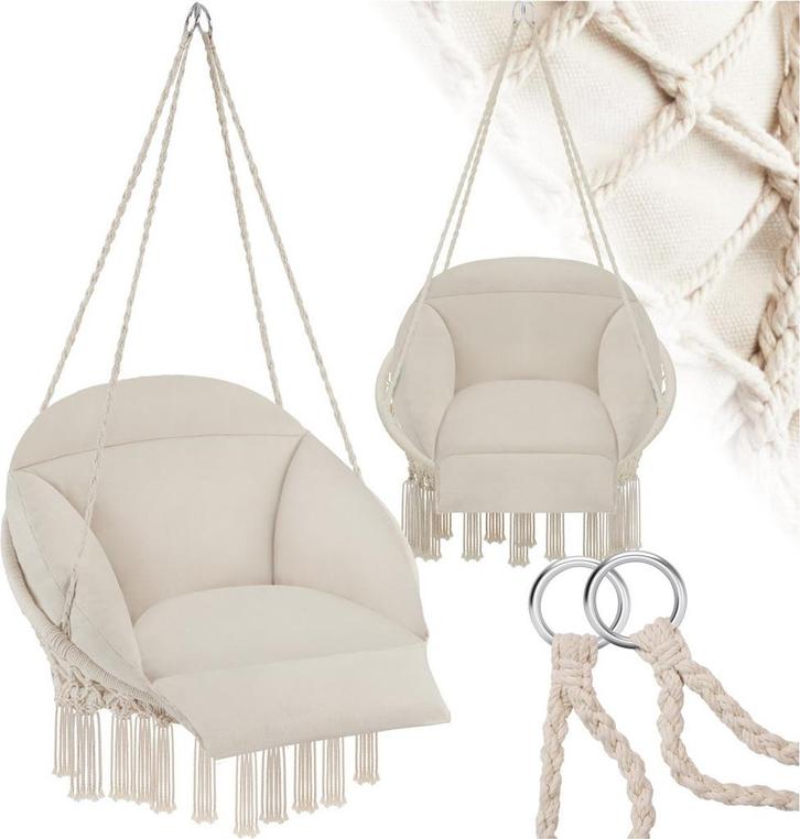 tectake® Hangstoel - Hangende schommel met dikke kussens en, Tuin en Terras, Overige Tuin en Terras, Nieuw, Verzenden