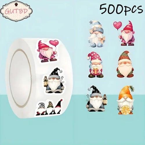 Sluitstickers kerstetiketten santa trol gnome rond etiket, Hobby en Vrije tijd, Knutselen, Nieuw, Ophalen of Verzenden