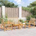 vidaXL 5-delige Loungeset poly rattan en acaciahout beige, Tuin en Terras, Tuinsets en Loungesets, Verzenden, Nieuw, Rotan, Loungeset