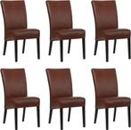 Set van 6 Cognac leren landelijke eetkamerstoelen - Granada, Huis en Inrichting, Stoelen, Overige kleuren, Nieuw, Leer, Ophalen of Verzenden