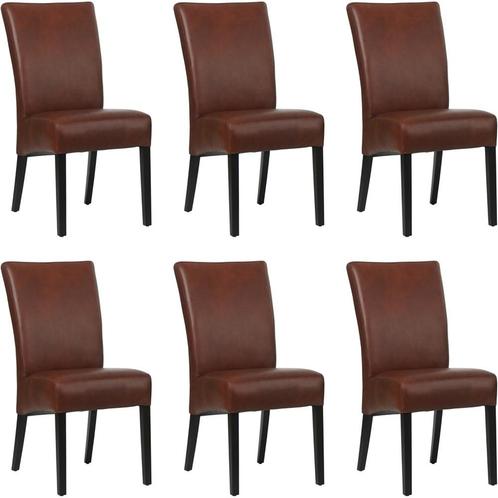 Set van 6 Cognac leren landelijke eetkamerstoelen - Granada, Huis en Inrichting, Stoelen, Vijf, Zes of meer stoelen, Overige kleuren